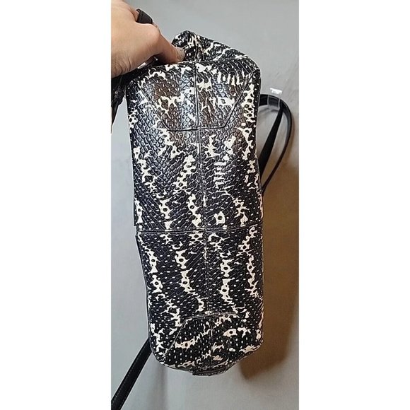 Coach Leather Bleecker Cooper Tote Shoulder Bag Black Python Top Zip - Picture 6 of 15